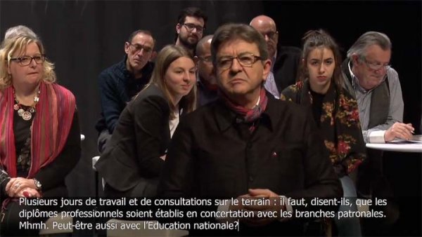 Jean-Luc Mélenchon à Florange le 19/01/2017, la filière du lycée polytechnique instrument de la formation professionnelle..